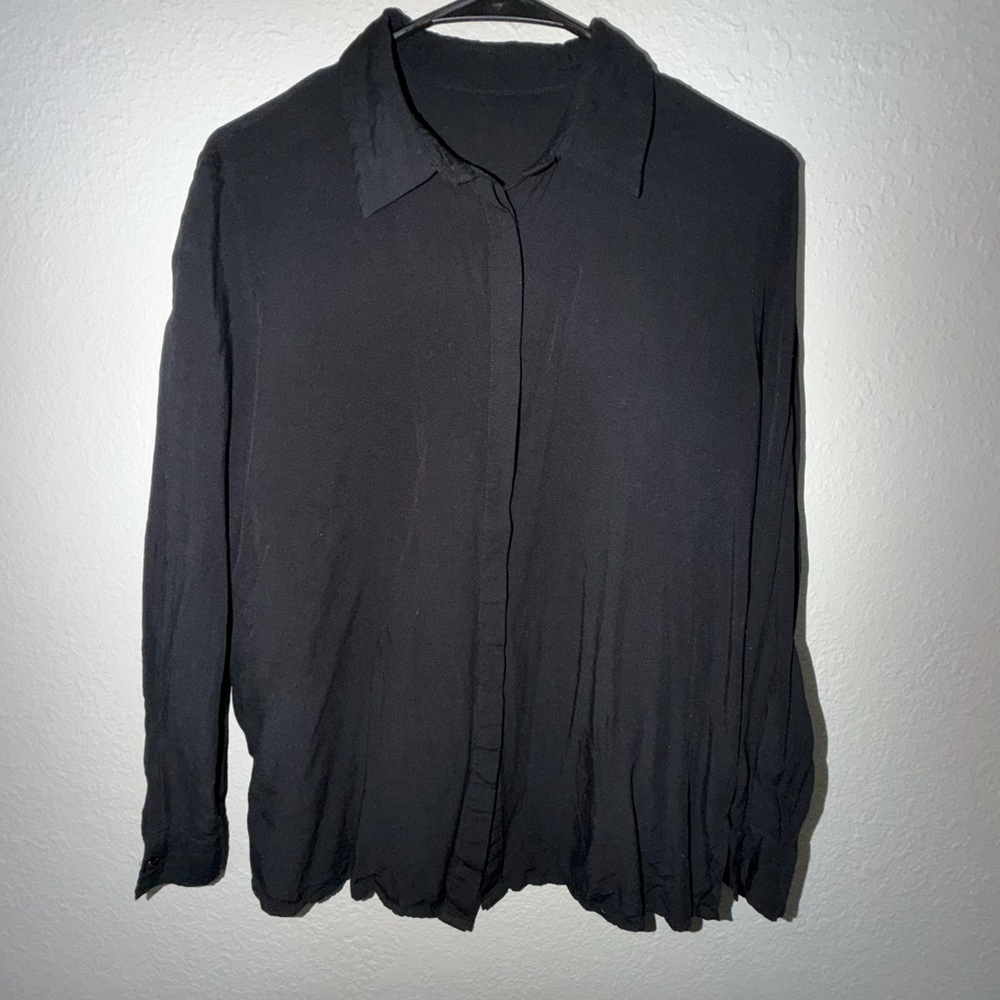 Blackmilk  Black Casual Button Down Shirt